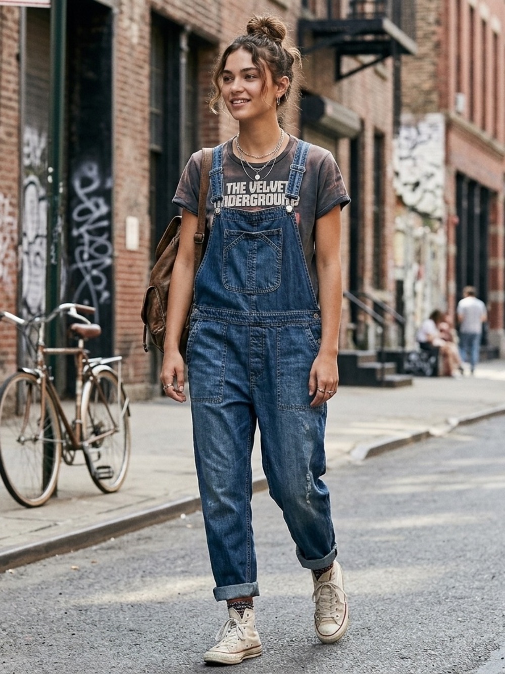 Gap Slouchy Denim Overalls - Medium Wash (Size L) - 90s Style Dungarees